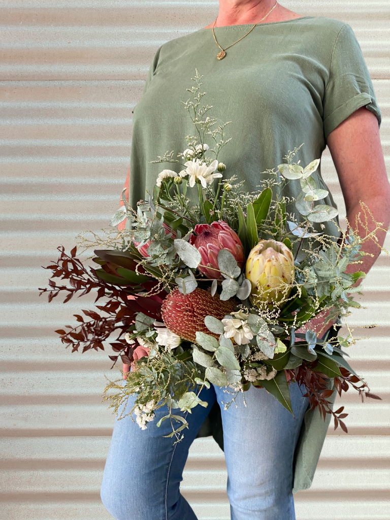 A beautiful wedding bridal bouquet using native local flowers. Designed by Tania Guest, local florist from The Seasonal Bunch in Happy Valley, SA