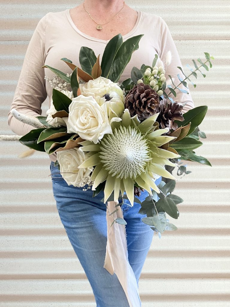 Beautiful wedding bouquet for the bride using native local flowers. Designed by Tania Guest, local florist from The Seasonal Bunch in Happy Valley, SA