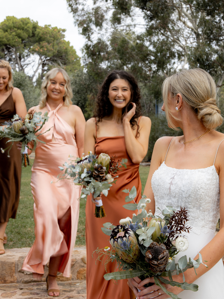 Beautiful wedding bouquets for the bride and bridesmaid using native local flowers. Designed by Tania Guest, local florist from The Seasonal Bunch in Happy Valley, SA