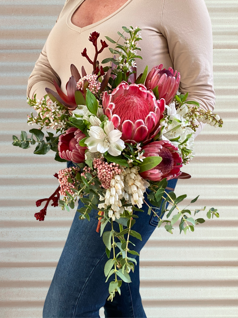 A beautiful wedding bridal bouquet using native local flowers. Designed by Tania Guest, local florist from The Seasonal Bunch in Happy Valley, SA